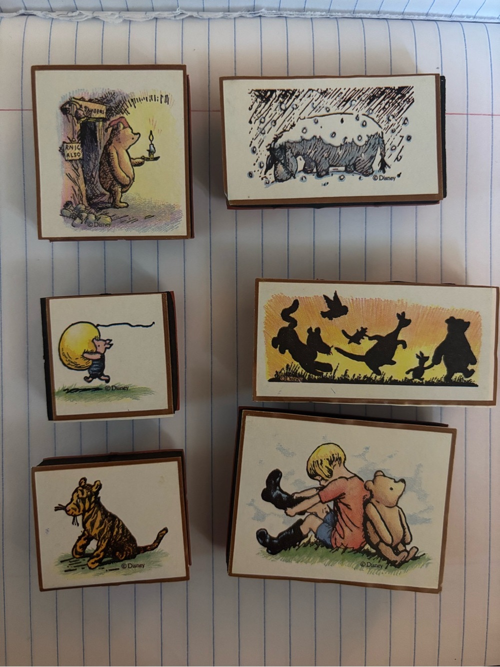 Vintage Disney Classic Winnie the Pooh & Friends Rubber Stamp Set of 6 E.H.